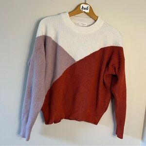 Sophie Rue Crew Neck Sweater Tan Cream Burnt Brown Women's M excellent preworn
